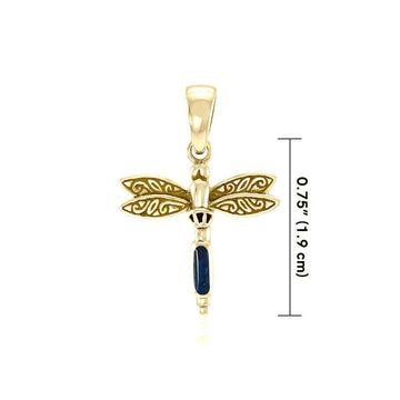 Dragonfly Solid Gold Pendant With Stone GTP3177 - Jewelry